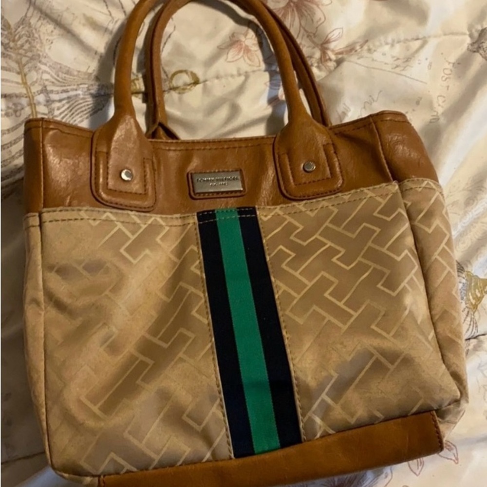 Tommy Hilfiger Tan and Brown Tote Bag